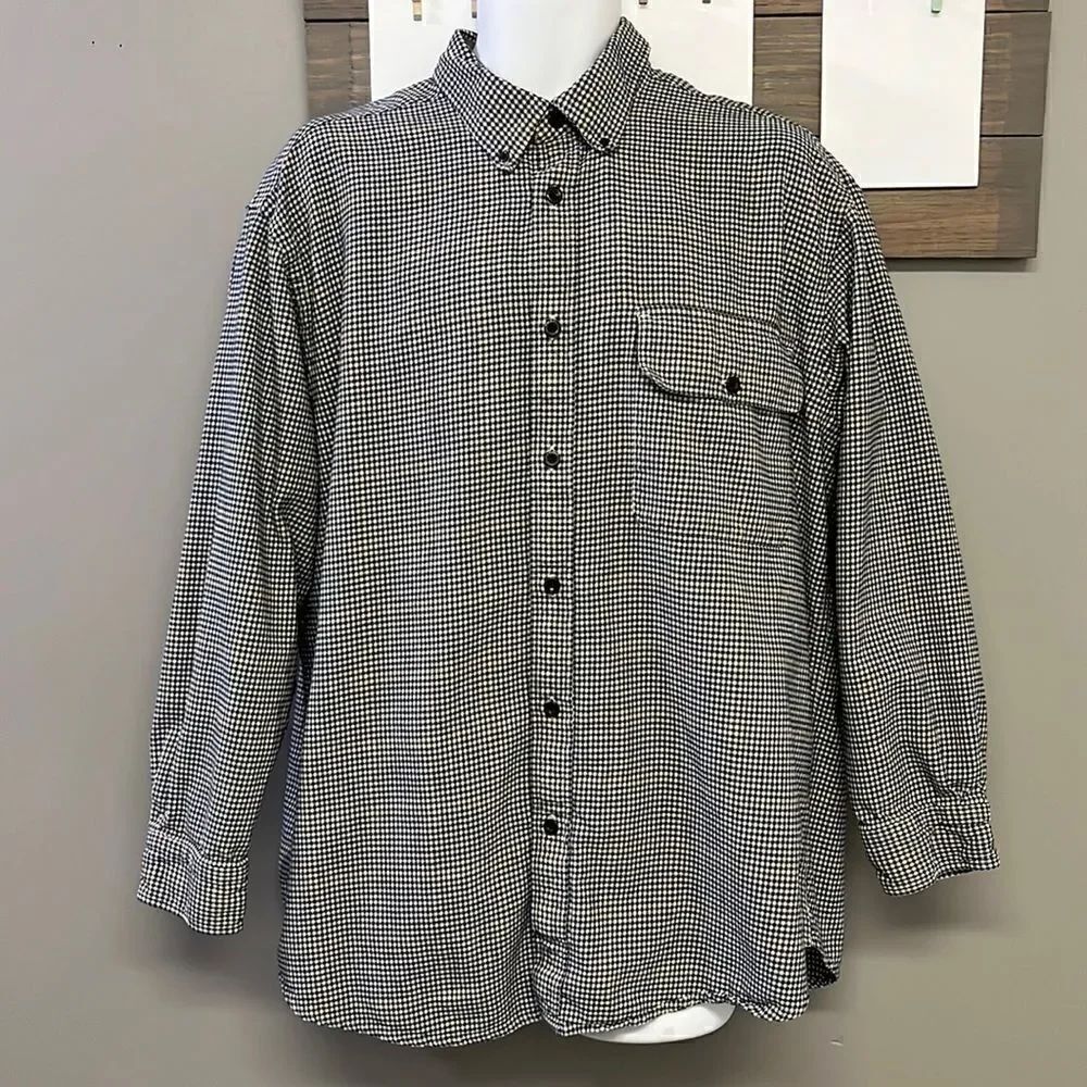 ORVIS Plaid Men’s Button Down Cotton Long Sleeve Shirt with Collar & Pocket- XL
